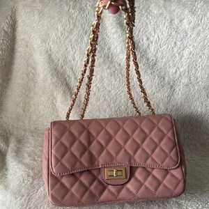 Elegant Quilted Pink Shoulder Bag